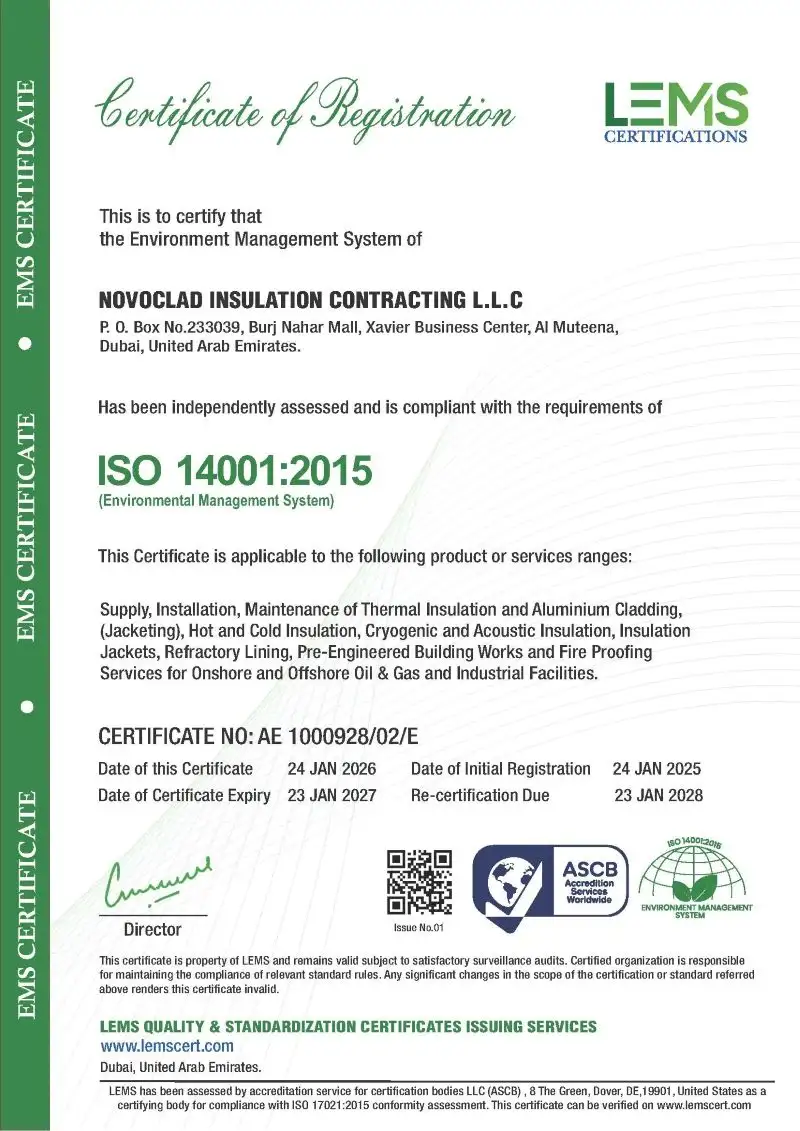 ISO 14001 Environmental Management System — Novoclad UAE